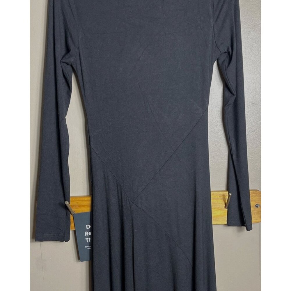 NWT Lulus Mock Neck Dress Maxi Rayon Jersey Versatile Dark Feminine Winter Wm XS - Picture 7 of 7